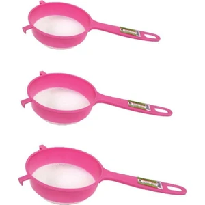 Genç Züccaciye 3 Lü Saplı Süt Süzgeci - Un Makarna Pirinç Yıkama Süzgeci Pembe