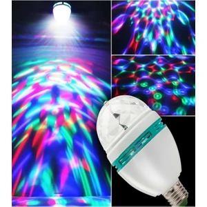 LED Döner Başlıklı Disko Topu Ampul Lamba E27 Fişli Duy Hediyeli Soketli