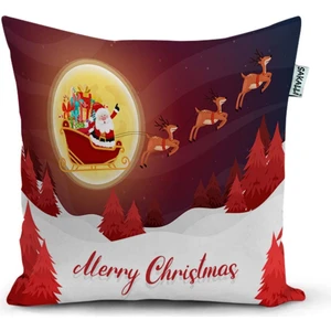 Sakallı Home Yılbaşı Desen 3D Digital Baskılı Dekoratif Kırlent Kılıfı