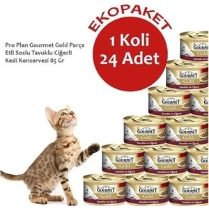 Gourmet Gold Tavuklu ve Ciğerli Parça Etli Soslu 24 x 85GR.