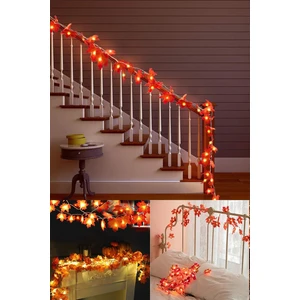 20'li Sonbahar Konseptli Dekoratif Yaprak Şerit LED Işık Günışığı