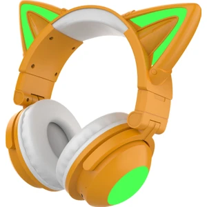 Aşırı Kulak Kulaklıklar Bluetooth 5.0, Kedi Kulağı ile Katlanabilir Stereo Kulaklık, Kulaklıklar, Dahili Mikrofon, Ev Ofisi Için Kablosuz Kulaklık - Haki (Yurt Dışından)