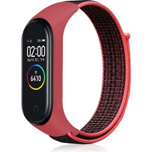 Xiaomi Mi Band 3 Kordon Kumaş Cırtcırt Kordon Velcro Bordo