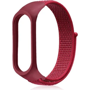Xiaomi Mi Band 5 Kordon Kumaş Cırtcırt Kordon Velcro Kırmızı