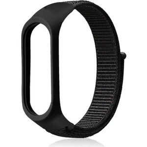 Xiaomi Mi Band 5 Kordon Kumaş Cırtcırt Kordon Velcro Siyah