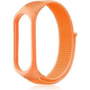 Xiaomi Mi Band 5 Kordon Kumaş Cırtcırt Kordon Velcro Turuncu