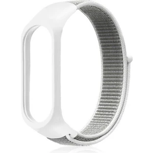 Xiaomi Mi Band 5 Kordon Kumaş Cırtcırt Kordon Velcro Beyaz