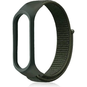 Xiaomi Mi Band 5 Kordon Kumaş Cırtcırt Kordon Velcro Koyu Yeşil