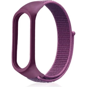 Xiaomi Mi Band 5 Kordon Kumaş Cırtcırt Kordon Velcro Mor