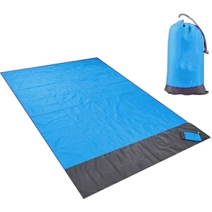 F Fityle Plaj Battaniye Su Geçirmez Cep Piknik Levha Mat Hızlı Kurutma Halı Mavi Gri (Yurt Dışından)