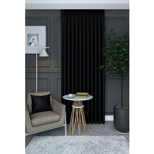 Evdepo Home Siyah Düz Renk Pileli Petek Dokulu Fon Perde, 1/2 Seyrek  Pile, Tek Kanat 50 x 240 cm