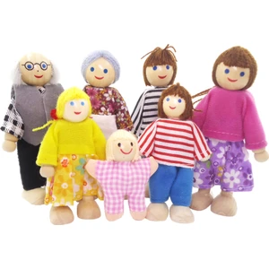 F Fityle 7 Adet Minyatür Ahşap Bebek Oyuncakları - Çok Renkli(Yurt Dışından)