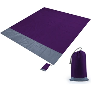 2,1 x 2 M (Mor Gri): Su Geçirmez Ekose Kumaş Cep Piknik Mat (Yurt Dışından)