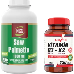 Saw Palmetto 1000 Mg 180 Tablet Çinko & Vitamin D3-K2 120 Tablet