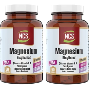 Zma Magnesium Bisglisinat Çinko Vitamin B 6 60 Tablet 2 Kutu