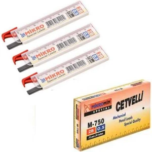 Min 0.5 mm Cetvelli Kalem Ucu 75 mm Mikro Uç 3 Adet
