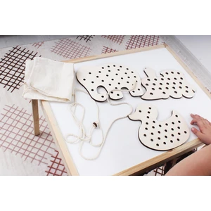 Montessori Eğitici Oyuncakları Ahşap Ip Geçirme Oyunu 3 Parça