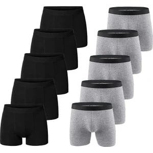 John Lion Erkek 10'lu Premium Lacivert-Gri Likralı Boxer