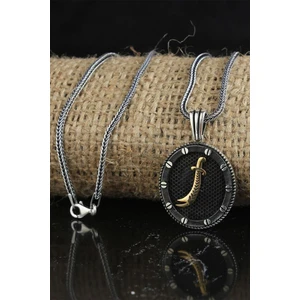 Osmanlı Gümüş Hz. Ali Kılıcı Zülfikar Oval Model Gümüş Erkek Kolye