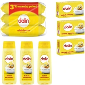 9 Parça Bebek Seti, 3 Şampuan, 3 Sabun, 3 Islak Havlu Mendil