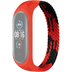 Esneklik Örgü Xiaomi Mi Band Için Değiştirme Kayışı 6/5/4/3 Boyutu: Xs 140MM Kırmızı Siyah (Yurt Dışından)