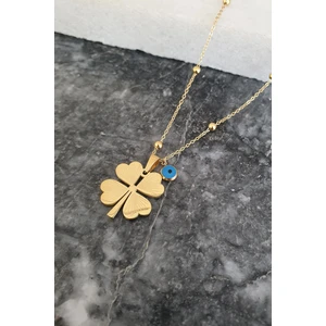 E-Life Aksesuar Gold Top Zincir Küçük Yonca Çelik Kolye 60 cm