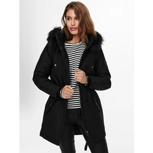 Iris Fur Winter Kadın Siyah Uzun Mont