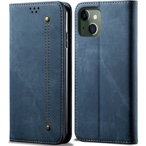 iPhone 13 Için Retro Kot Deri Flip Cüzdan Standlı Kılıf Kapaklı (Yurt Dışından)
