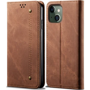 iPhone 13 Için Retro Kot Deri Flip Cüzdan Standlı Kılıf Kapaklı (Yurt Dışından)