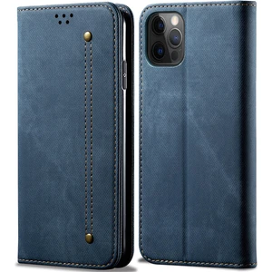iPhone 13 Pro Max Için Retro Kot Deri Flip Cüzdan Standlı Kılıf Kapaklı (Yurt Dışından)