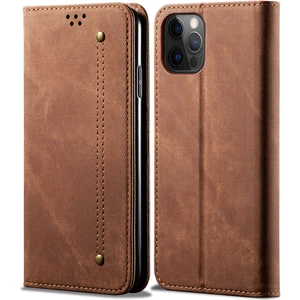 iPhone 13 Pro Max Için Retro Kot Deri Flip Cüzdan Standlı Kılıf Kapaklı (Yurt Dışından)