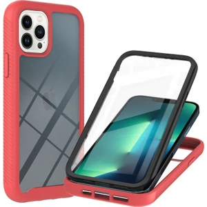 iPhone 13 Pro Max Için Şeffaf Shockproof Bumper Yerleşik Ekran 360 Tam Koruma Kapaklı (Yurt Dışından)