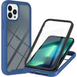 iPhone 13 Pro Max Için Şeffaf Shockproof Bumper Yerleşik Ekran 360 Tam Koruma Kapaklı (Yurt Dışından)
