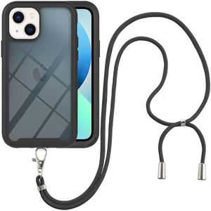 iPhone 13 Için Şeffaf Bumper Shockproof Ayarlanabilir Çapraz Askılı Askılı Tam Koruma Kılıf Kapaklı Siyah (Yurt Dışından)
