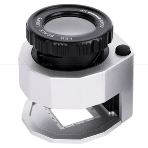 30X Metal Ölçekli 3 LED Büyüteç Siyah Masa Büyüteç Optik Cam Işıklı Elmas Büyüteç Büyüteç Takı Lupa (Yurt Dışından)