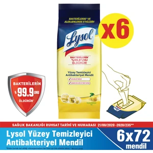 Yüzey Temizleyici Antibakteriyel Islak Mendil 6 x 72’li 432 Yaprak