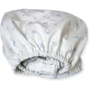 Pamuklu Bebek ve Çocuk Lastikli Çarşaf Beyaz Zemin Mavi Yıldızlı 40X80