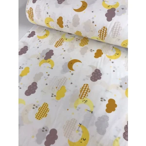 Pamuklu Bebek ve Çocuk Lastikli Çarşaf Sarı Tatlı Bulutlar 40X80