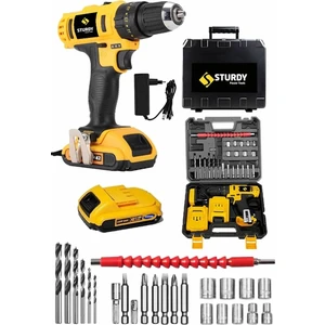 46VF 5MAh Lıon Çift Akülü NEW  SERİ Darbeli Turbo Şarjlı vidalama  Matkap 27 Parça Uç Setli