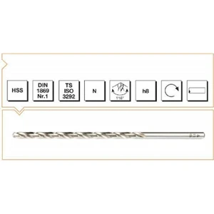 Makina Takım 5 mm Silindirik Saplı Uzun Matkap Ucu N Tipi Hss Dın 1869-1