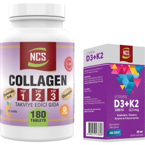 Kollajen Tip 1-2-3 Vitamin 180 Tablet & Vitamin D3 K2 Damla
