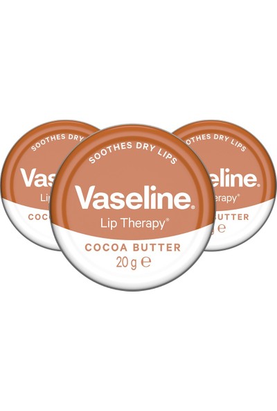 Vaseline Lip Therapy Cocoa Yumuşatıcı Dudak Kremi 20 gr X3