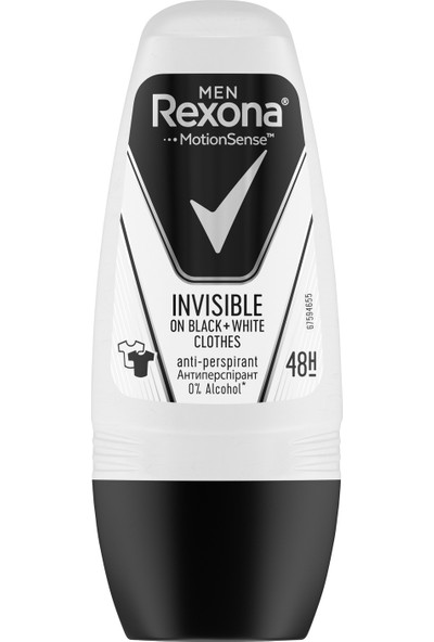 Rexona Erkek Deodorant Roll On Invisible Black White 50 ML