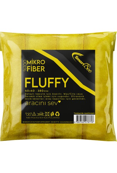 Smartbee Fluffy Mikrofiber Lazer Kesim Cila Bezi 40 x 40 380 Gsm - 4'lü