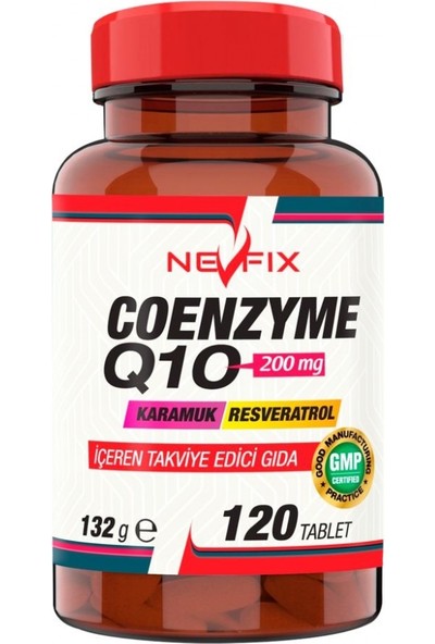 Nevfix Coenzyme Q10 200 Mg Koenzim Resveratrol Q10 Karamuk 120 Tablet