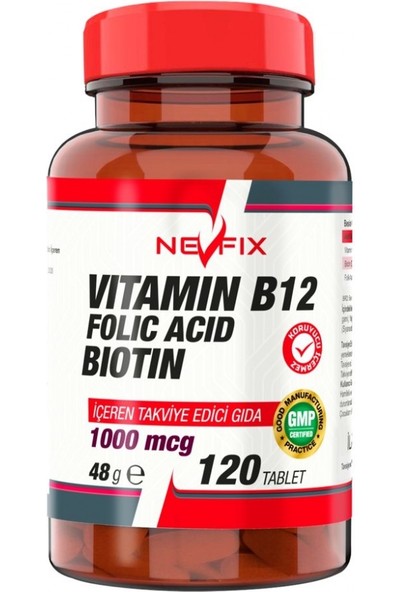 Bluewell Nevfix Vitamin B12 Folic Acid Biotin 1000 Mcg 120 Tablet