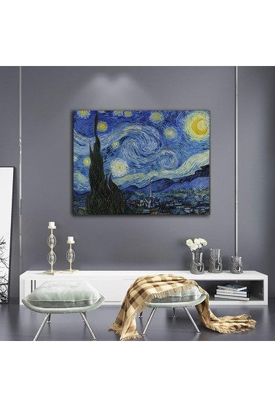 İon Vincent Van Gogh Yıldızlı Geceler Kanvas Tablo 60X120 cm