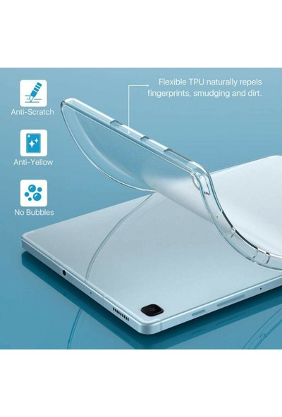 Fibaks Samsung Galaxy Tab A7 Lite T220 T225 Tablet Kılıf + Ekran Koruyucu + Kalem Süper Silikon Şeffaf