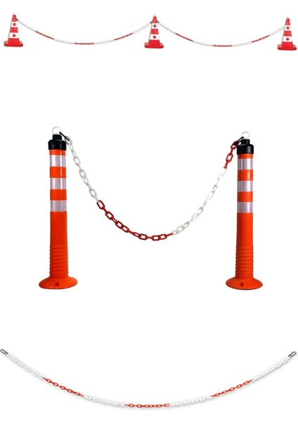8 mm Plastik Zincir 1 M Kırmızı Beyaz Renk