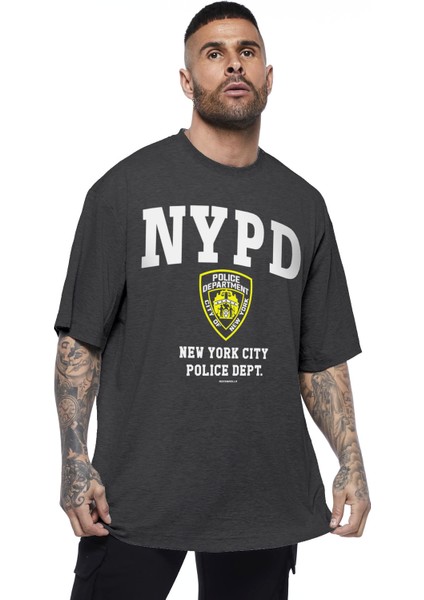 Nypd Oversize Antrasit Kısa Kollu Erkek T-Shirt